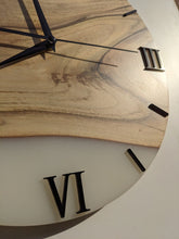 Load image into Gallery viewer, Solid Wood Resin Clock: Silent White Epoxy Wall Decor
