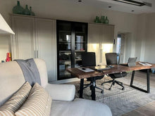 Load image into Gallery viewer, Live Edge Walnut Shade Office Desk: Solid Wood Slab, Modern Metal Legs
