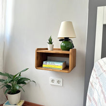 Load image into Gallery viewer, Premium Handmade Natural Wood Floating Nightstand, Wooden Wall Mounted Night Stand

