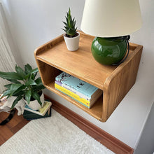 Load image into Gallery viewer, Premium Handmade Natural Wood Floating Nightstand, Wooden Wall Mounted Night Stand

