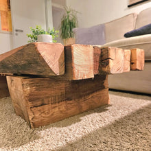 Load image into Gallery viewer, Coffee table made of historic, solid wooden beams - Rectangular lounge table unique, handmade, solid wood
