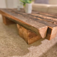 Load image into Gallery viewer, Coffee table made of historic, solid wooden beams - Rectangular lounge table unique, handmade, solid wood
