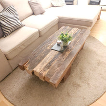 Load image into Gallery viewer, Coffee table made of historic, solid wooden beams - Rectangular lounge table unique, handmade, solid wood
