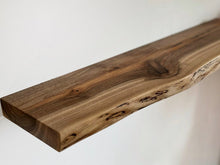 Load image into Gallery viewer, Walnut Floating Shelves, Custom Wood Shelves, Rustic Shelves, Bathroom Shelves with Bracket, Long Book Shelves,Kitchen Shelves
