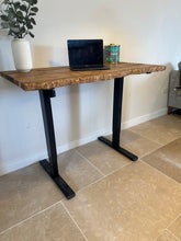 Load image into Gallery viewer, Live Edge Height Industrial Rustic Custom Size Standing Work Office Desk Table Workstation Handcrafted with Solid Wood
