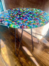 Load image into Gallery viewer, Unique Table With Pills Preserved in Resin , home decor, coffee table, side table happy pills Resin top table top
