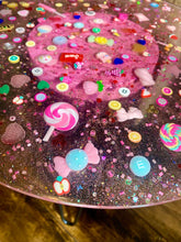 Load image into Gallery viewer, Handmade Candy Resin Table , Customization Available, Unique Home Decor, Unique Resin Interior decor
