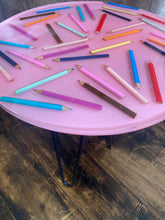 Load image into Gallery viewer, Resin Table with Pencils preserved for Memories, Gift For Kids , Premium Resin Table Home Decor
