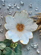 Load image into Gallery viewer, Gold and White Resin Flower Bowl, Home Decor, Housewarming Gift, Wedding, Birthday, Holidays, Custom, Decorative Dish - Pack of 2
