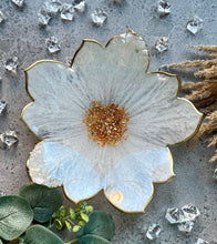 Load image into Gallery viewer, Gold and White Resin Flower Bowl, Home Decor, Housewarming Gift, Wedding, Birthday, Holidays, Custom, Decorative Dish - Pack of 2
