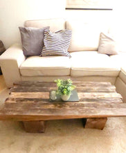 Load image into Gallery viewer, Coffee table made of historic, solid wooden beams - Rectangular lounge table unique, handmade, solid wood
