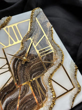 Load image into Gallery viewer, Luxury Epoxy Resin Wall Clock with Gold Accents and Geode Design – Handmade Artistic Decor for Modern Home, Unique Statement Piece
