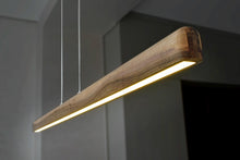 Load image into Gallery viewer, Linear Wooden Hanging Lamp Chandelier,wood ceiling led lamp,dining room modern chandelier,kitchen island lighting,wood pendant linear light, Solid wood
