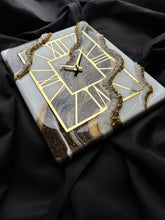 Load image into Gallery viewer, Luxury Epoxy Resin Wall Clock with Gold Accents and Geode Design – Handmade Artistic Decor for Modern Home, Unique Statement Piece
