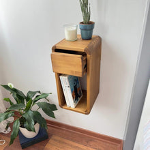 Load image into Gallery viewer, Handmade Wooden Floating night stand for bedrooms, For narrow spaces, Solid Wood Night Stand With Drawer

