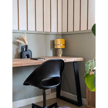 Load image into Gallery viewer, Solid Wood Home Office Desk, Thick Solid Wood Trapezium Desk, Wooden Laptop Desk with Metal Legs
