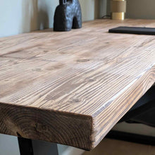 Load image into Gallery viewer, Solid Wood Home Office Desk, Thick Solid Wood Trapezium Desk, Wooden Laptop Desk with Metal Legs
