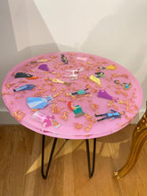 Load image into Gallery viewer, Handmade Pink Resin Coffee Table with Dolls, Toys, Memorable Keep Sake
