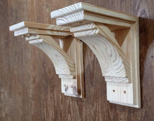 Load image into Gallery viewer, Natural wood wide Large Handmade old barn style corbels PAIR, Handmade Wooden
