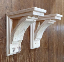 Load image into Gallery viewer, Natural wood wide Large Handmade old barn style corbels PAIR, Handmade Wooden

