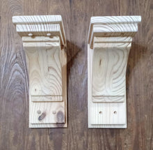 Load image into Gallery viewer, Natural wood wide Large Handmade old barn style corbels PAIR, Handmade Wooden
