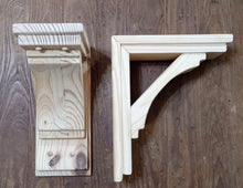 Load image into Gallery viewer, Natural wood wide Large Handmade old barn style corbels PAIR, Handmade Wooden
