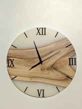 Load image into Gallery viewer, Solid Wood Resin Clock: Silent White Epoxy Wall Decor
