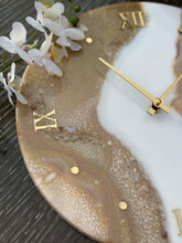 Load image into Gallery viewer, Resin Art Wall Clock: Beige, Lavender &amp; Natural Stone Decor - 10 inch
