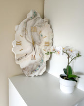 Load image into Gallery viewer, Geode Epoxy Clock with Natural Stone Inlay &amp; Backlight, Resin Clock, Handmade
