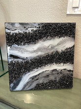 Load image into Gallery viewer, Resin Geode Wall Art: Black, Silver, and Gray Agate Inspired Decor
