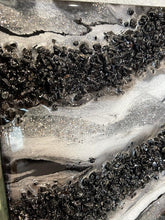 Load image into Gallery viewer, Resin Geode Wall Art: Black, Silver, and Gray Agate Inspired Decor
