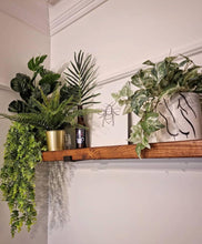 Load image into Gallery viewer, Luxury Rustic Wooden Shelf with Metal Brackets: Solid Wood, Inverted Brackets, Long Size 4 Feet
