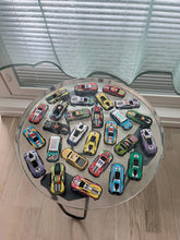 Load image into Gallery viewer, Center Table made of Epoxy Resin with cars inside, gift for the house, and mother, end table, round coffee table, epoxy table
