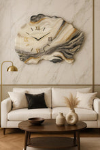 Load image into Gallery viewer, Epoxy Resin Wall Clock – Large Handmade Wall Clock with Gold and Grey Marble Design, Modern Geode Statement Decor - 14 Inch
