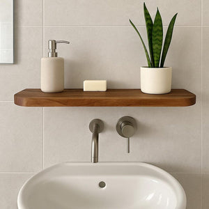 Wooden Floating Shelves with Rounded Corners, Natural Wood Oak Shelf,Living Room Decor,Bracketless Shelving,Wooden Bookshelf,Different, Shelf for Bathroom