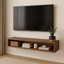 Load image into Gallery viewer, Floating TV Console | Solid Wood Wall Mounted Media Shelf | Walnut Entertainment Center | Modern Minimalist TV Stand | Wall Mounted Console
