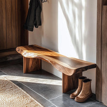 Load image into Gallery viewer, Handmade Live Edge Wooden Bench: Rustic Solid Wood Seating
