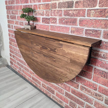 Load image into Gallery viewer, Round Solid Wood Murphy Desk: Wall Mounted Folding Table with Shelf (24''x36'')
