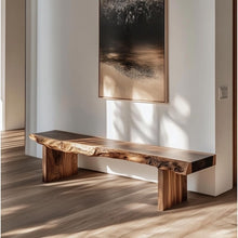 Load image into Gallery viewer, Handmade Live Edge Wooden Bench: Rustic Solid Wood Seating
