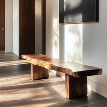 Load image into Gallery viewer, Handmade Live Edge Wooden Bench: Rustic Solid Wood Seating
