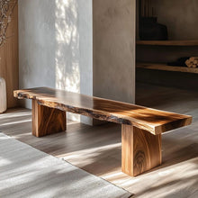 Load image into Gallery viewer, Handmade Live Edge Wooden Bench: Rustic Solid Wood Seating
