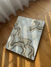 Load image into Gallery viewer, Geode Resin Painting: White and Gold Epoxy Wall Art
