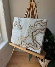 Load image into Gallery viewer, Geode Resin Painting: White and Gold Epoxy Wall Art

