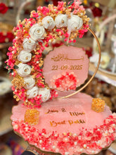Load image into Gallery viewer, Personalized Resin Wedding Ring Plate: Floral Baat Pakki Ceremony Decor
