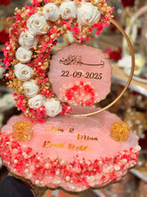 Load image into Gallery viewer, Personalized Resin Wedding Ring Plate: Floral Baat Pakki Ceremony Decor
