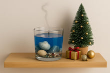 Load image into Gallery viewer, Ocean Gel Candle, Seashell Decorative Candle, Blue Gel Jar Candle, Nautical Home Decor, Unique Handmade Gift for Holidays Xmas
