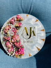 Load image into Gallery viewer, Varmala Flower Preservation Resin Keepsake | Wedding Garland Memory Block | Custom Floral Keepsake Gift
