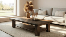 Load image into Gallery viewer, Handmade Reclaimed Solid Wood Low length Coffee Table with Shelf - Vintage Rustic Style, Wooden Low Table
