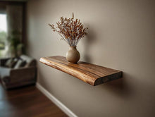 Load image into Gallery viewer, Handmade Rustic Live Edge Floating Shelf: Solid Wood Wall Decor
