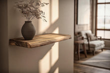 Load image into Gallery viewer, Handmade Rustic Live Edge Floating Shelf: Solid Wood Wall Decor
